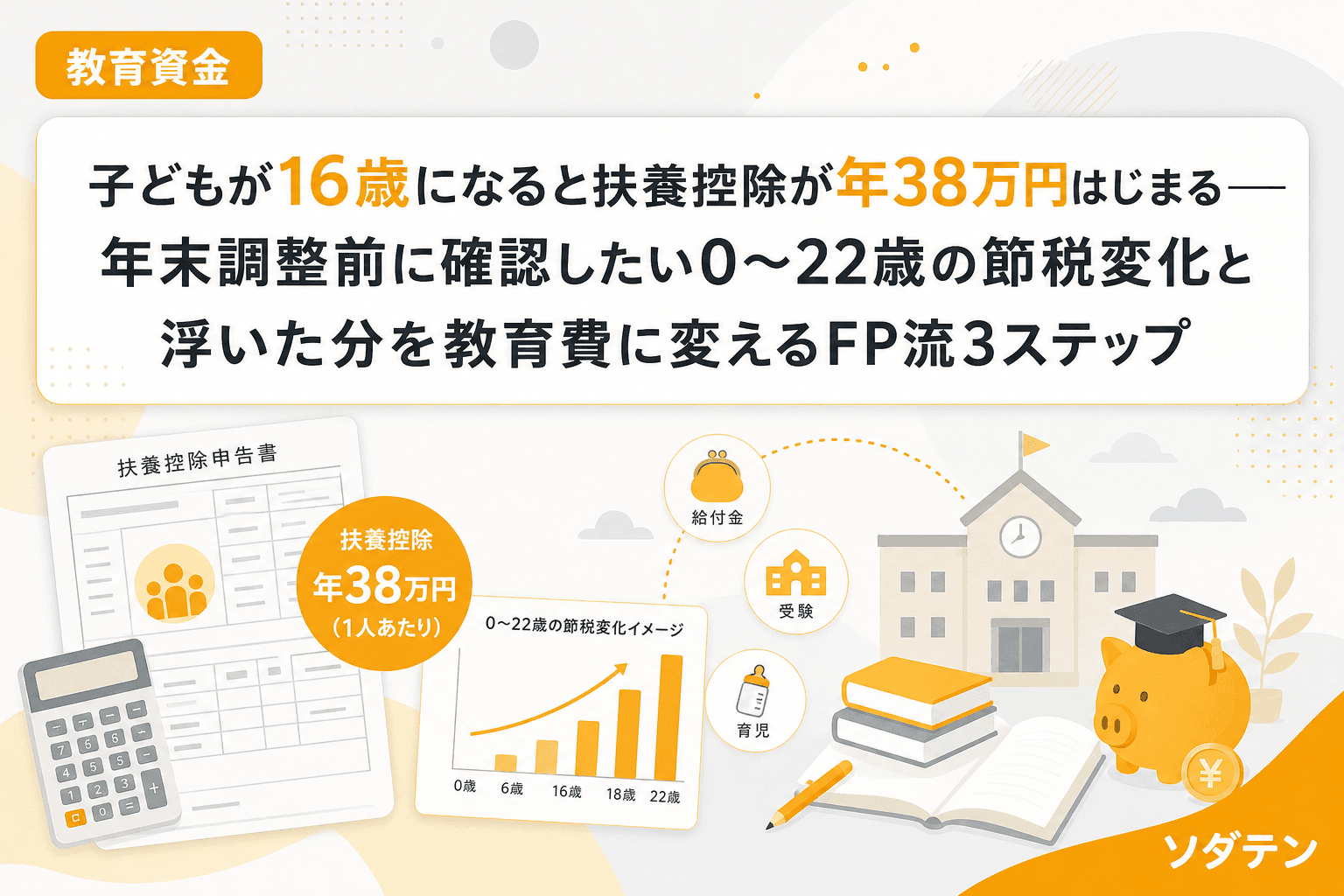 子どもが16歳になると扶養控除が年38万円はじまる──年末調整前に確認したい0〜22歳の節税変化と浮いた分を教育費に変えるFP流3ステップ