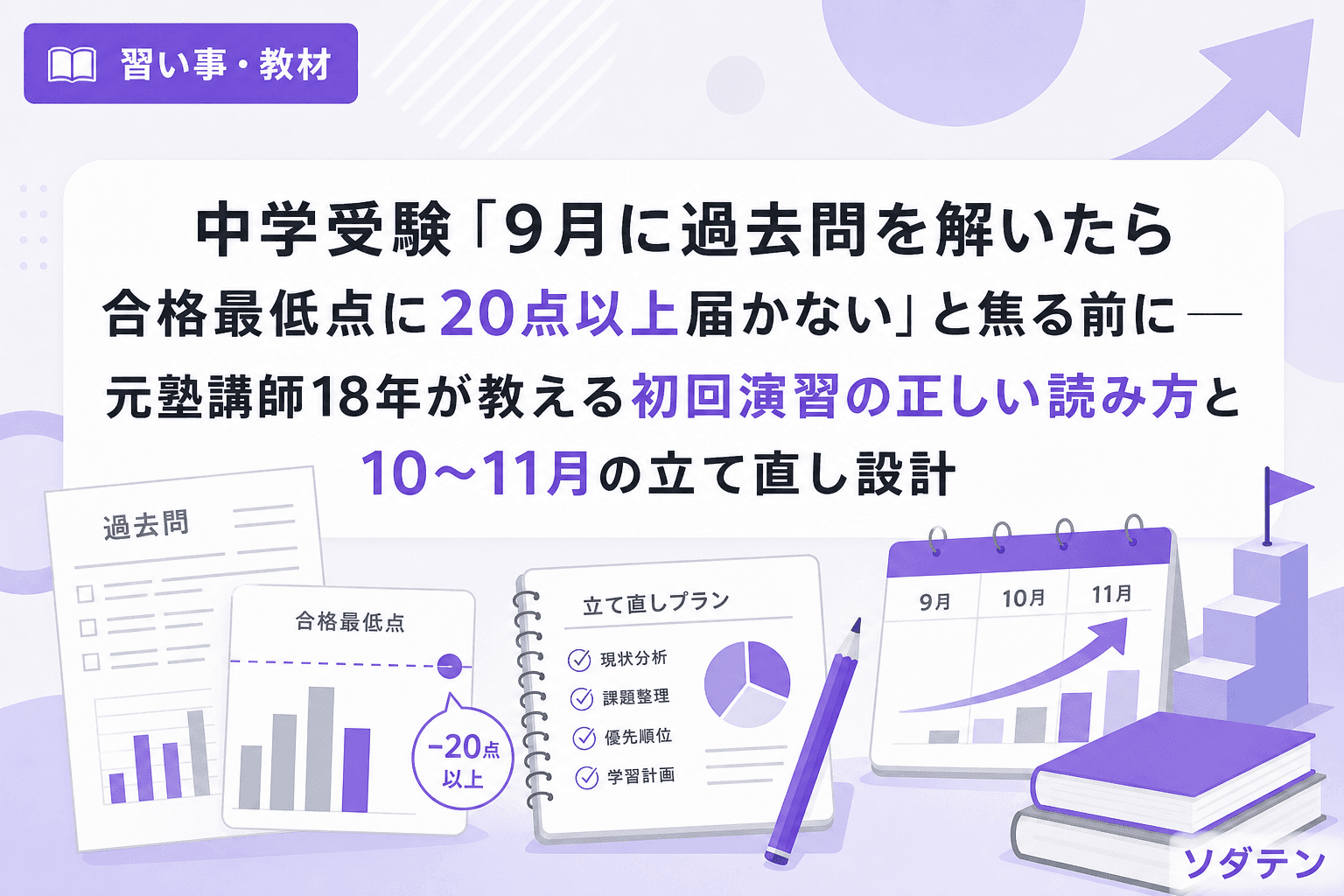 中学受験「9月に過去問を解いたら合格最低点に20点以上届かない」と焦る前に──元塾講師18年が教える初回演習の正しい読み方と10〜11月の立て直し設計
