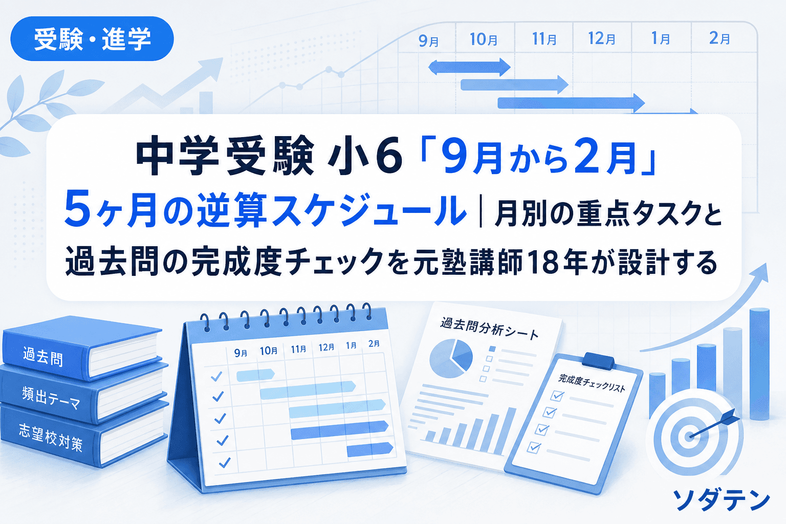 中学受験 小6「9月から2月」5ヶ月の逆算スケジュール|月別の重点タスクと過去問の完成度チェックを元塾講師18年が設計する
