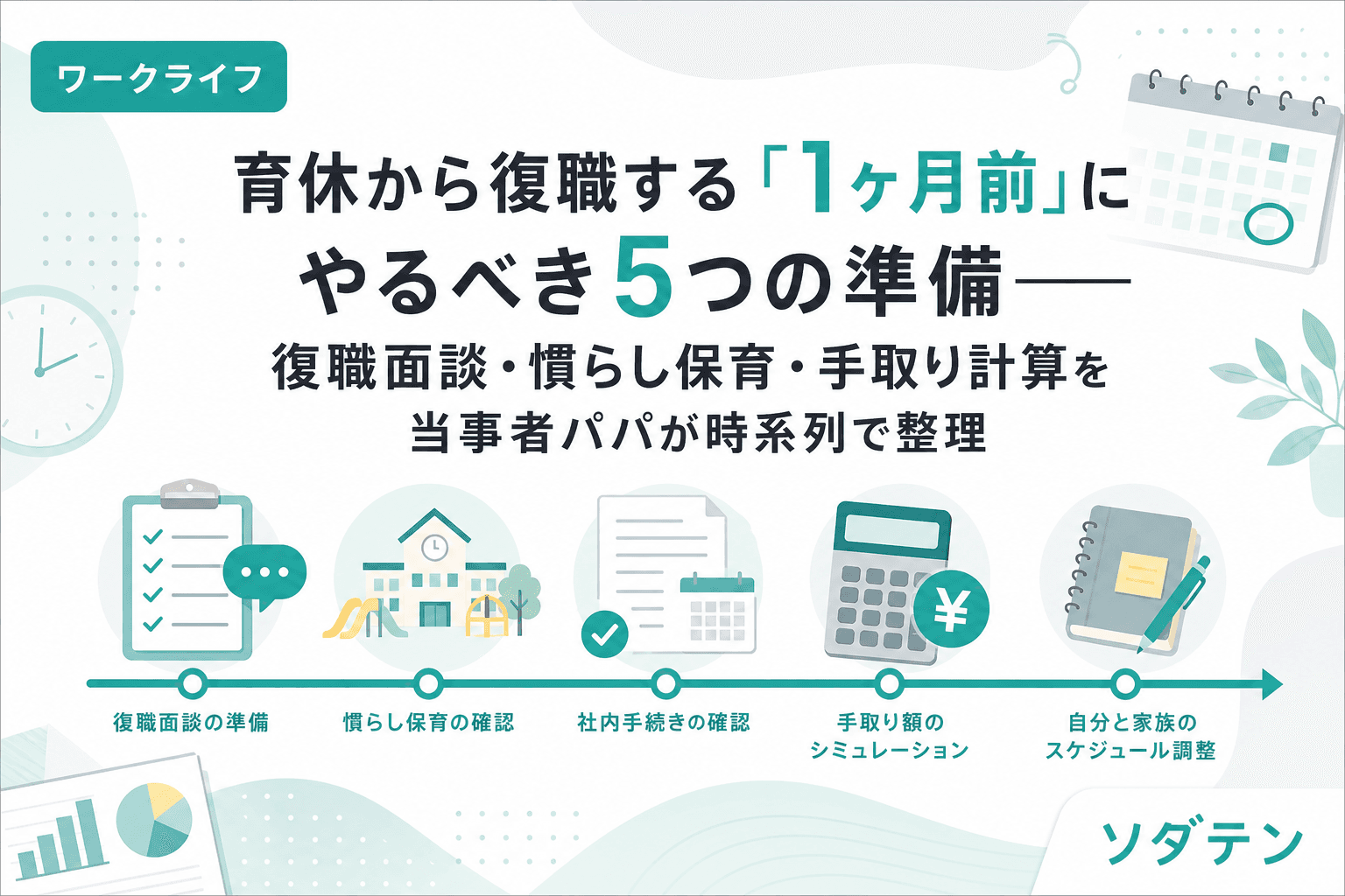 育休から復職する「1ヶ月前」にやるべき5つの準備──復職面談・慣らし保育・手取り計算を当事者パパが時系列で整理
