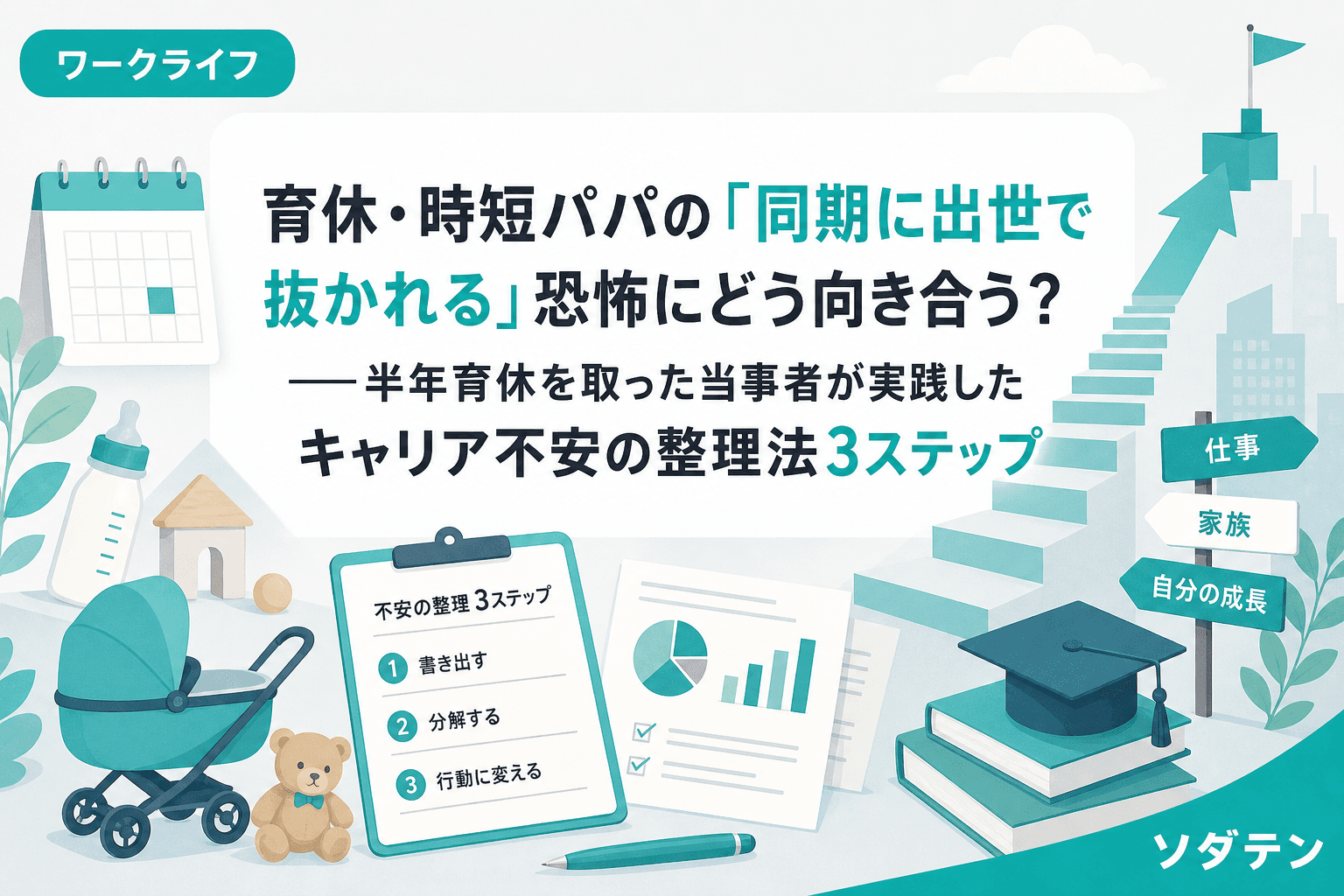 育休・時短パパの「同期に出世で抜かれる」恐怖にどう向き合う?──半年育休を取った当事者が実践したキャリア不安の整理法3ステップ