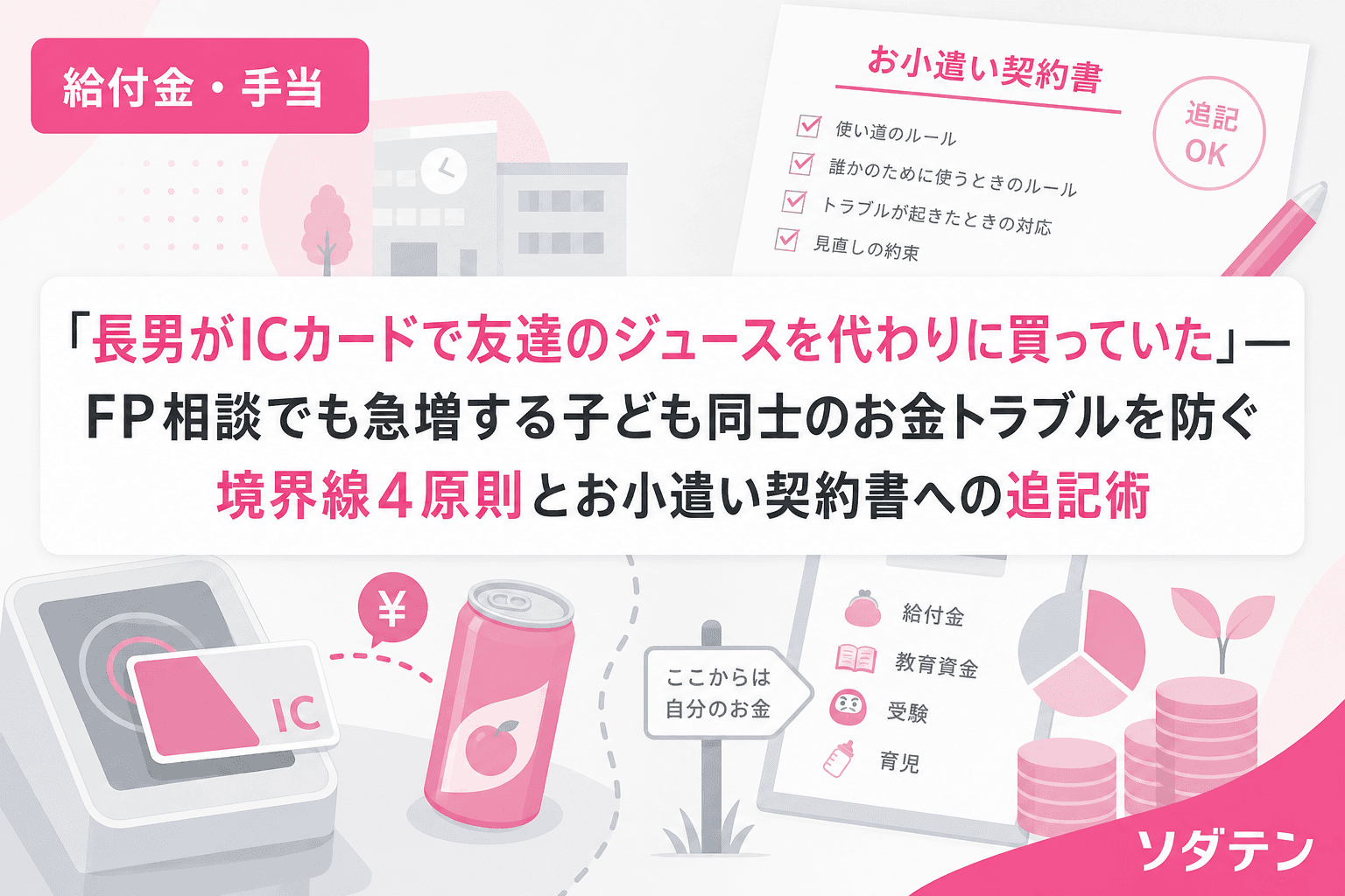 「長男がICカードで友達のジュースを代わりに買っていた」──FP相談でも急増する子ども同士のお金トラブルを防ぐ境界線4原則とお小遣い契約書への追記術