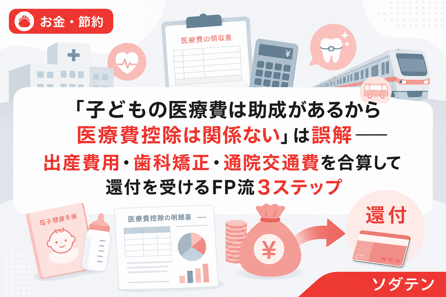「子どもの医療費は助成があるから医療費控除は関係ない」は誤解──出産費用・歯科矯正・通院交通費を合算して還付を受けるFP流3ステップ