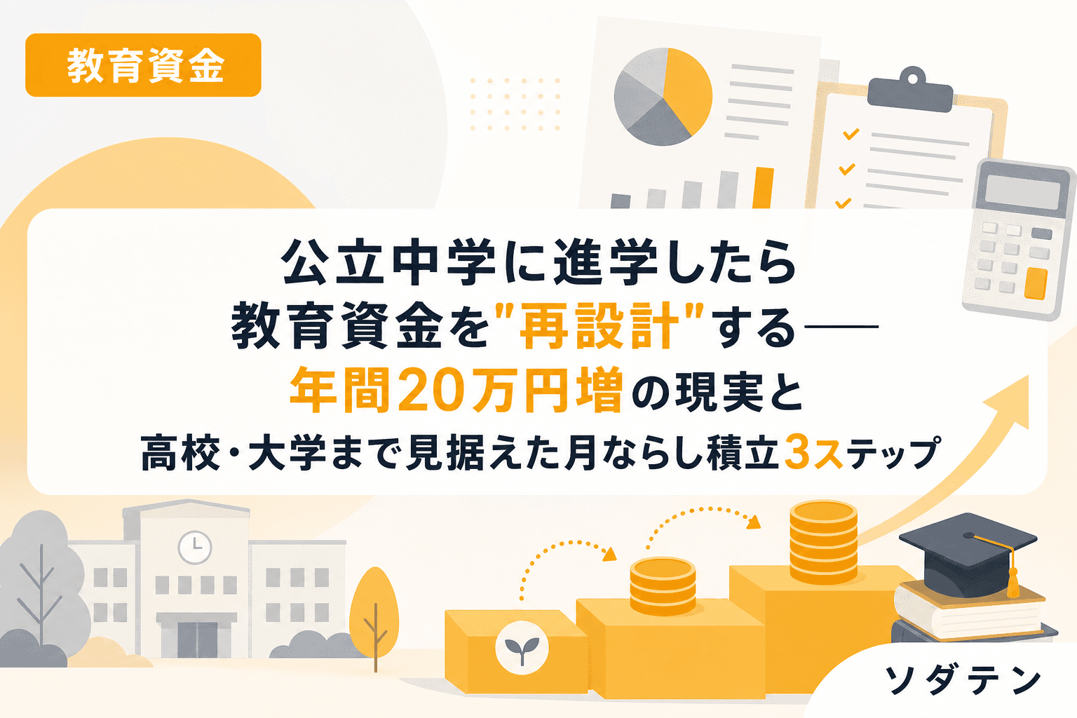 公立中学に進学したら教育資金を"再設計"する──年間20万円増の現実と高校・大学まで見据えた月ならし積立3ステップ