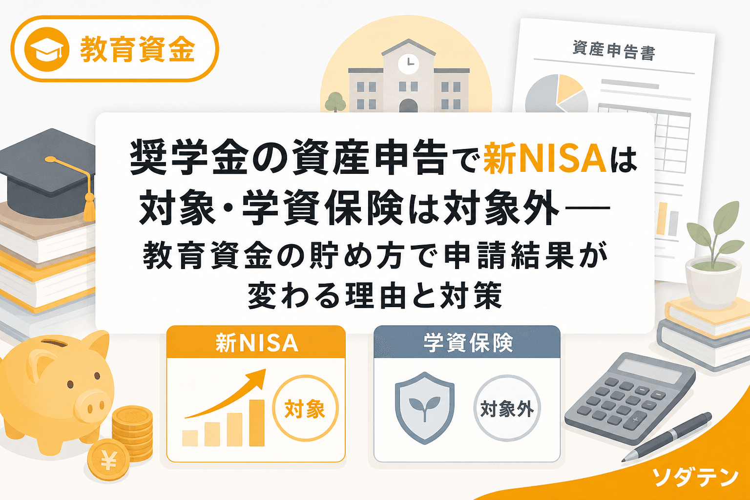 奨学金の資産申告で新NISAは対象・学資保険は対象外──教育資金の貯め方で申請結果が変わる理由と対策