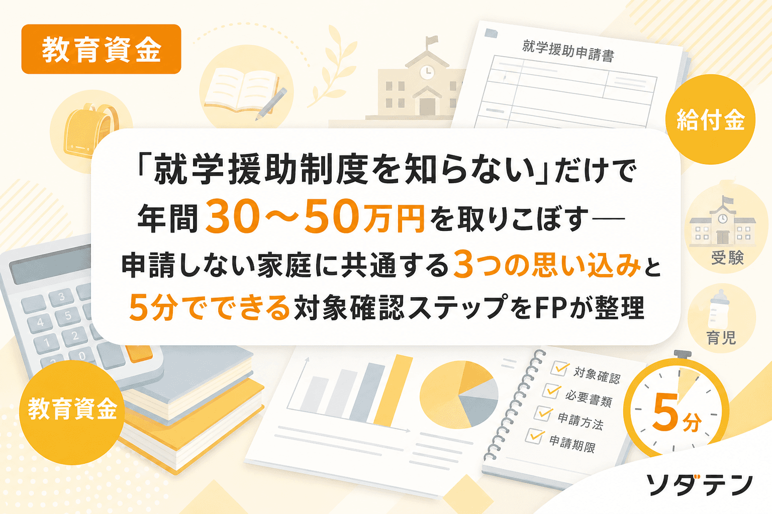 「就学援助制度を知らない」だけで年間30〜50万円を取りこぼす──申請しない家庭に共通する3つの思い込みと5分でできる対象確認ステップをFPが整理